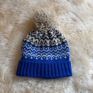 GAP Blue and Cream Patterned Kids Beanie